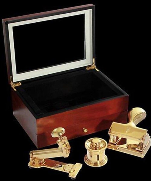 24k Gold Plated Stapler, Paper Punch and Ink well