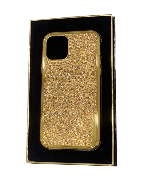 Luxury Gold iPhone 11 Pro and Pro Max Casing with Full Rose Peach Crystals