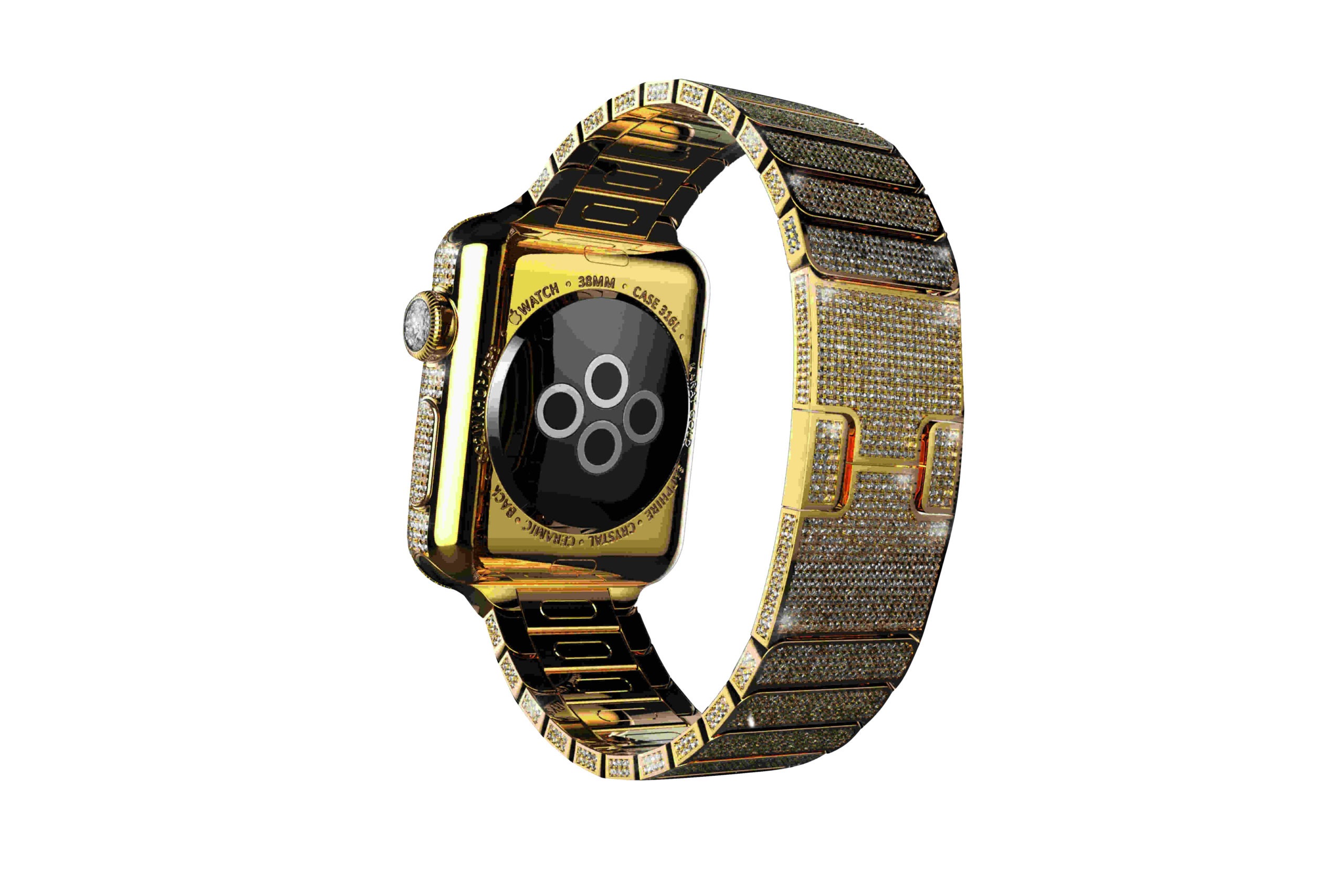 18k Solid Gold Apple Watch Series with Diamond Bracelet Leronza