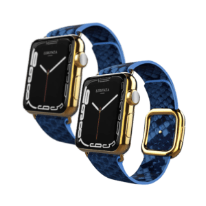 24k gold apple watch 8 and 8 ultra with blue python strap