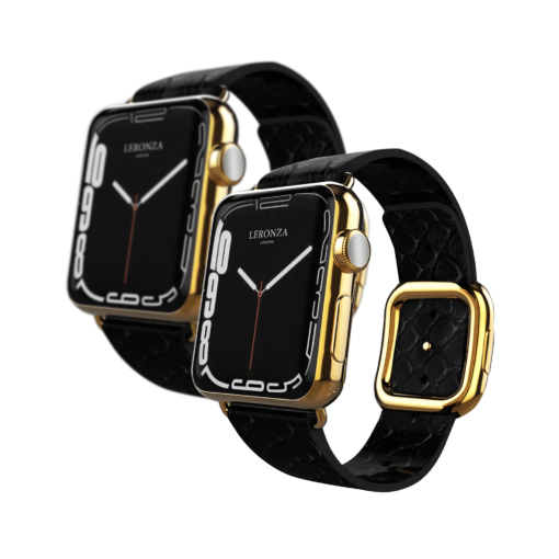 24k gold apple watch series 8 and 8 ultra with black python strap