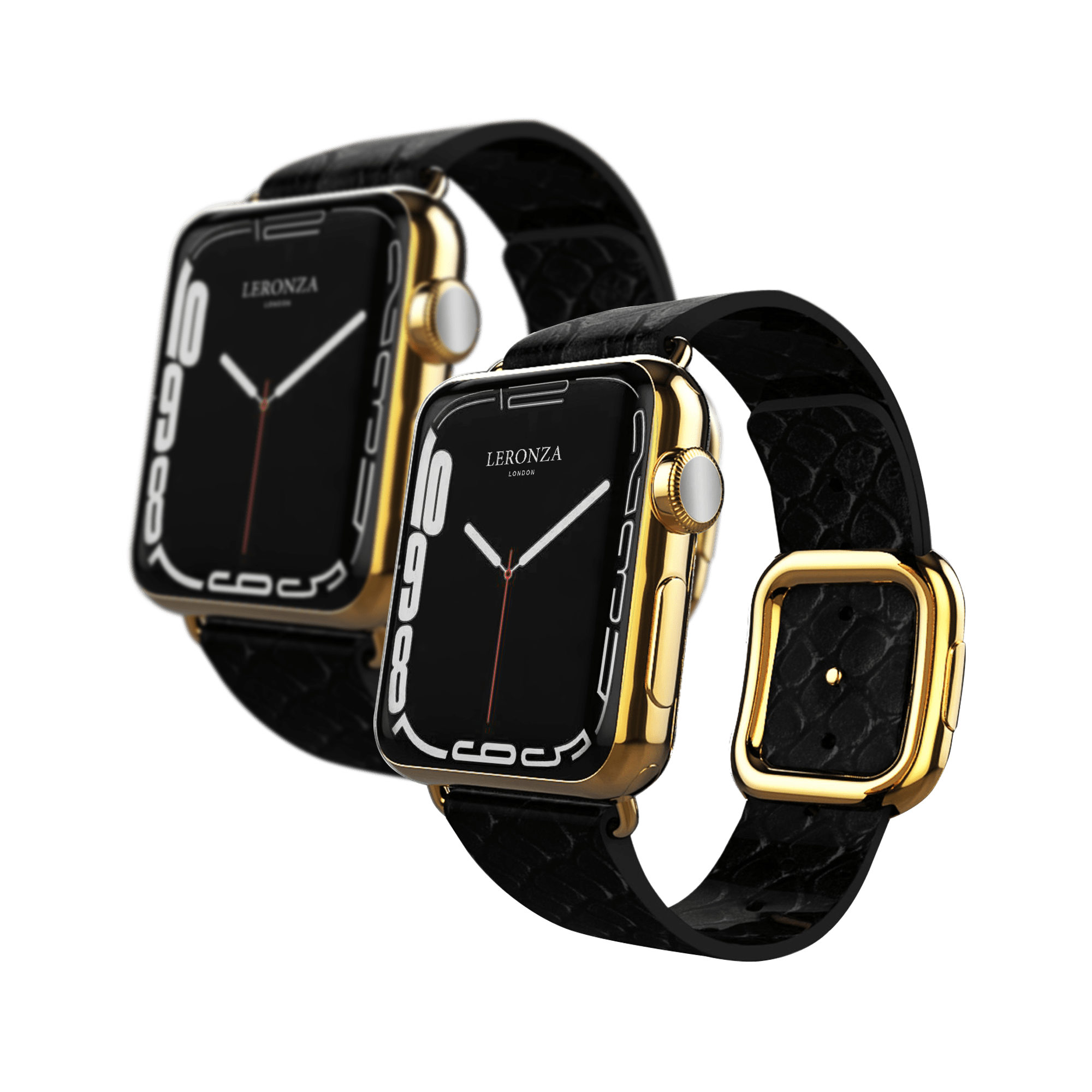 Luxury Apple Watch Series 8 with Black Python Strap Leronza