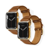 24k gold apple watch series 8 ultra with brown leather strap