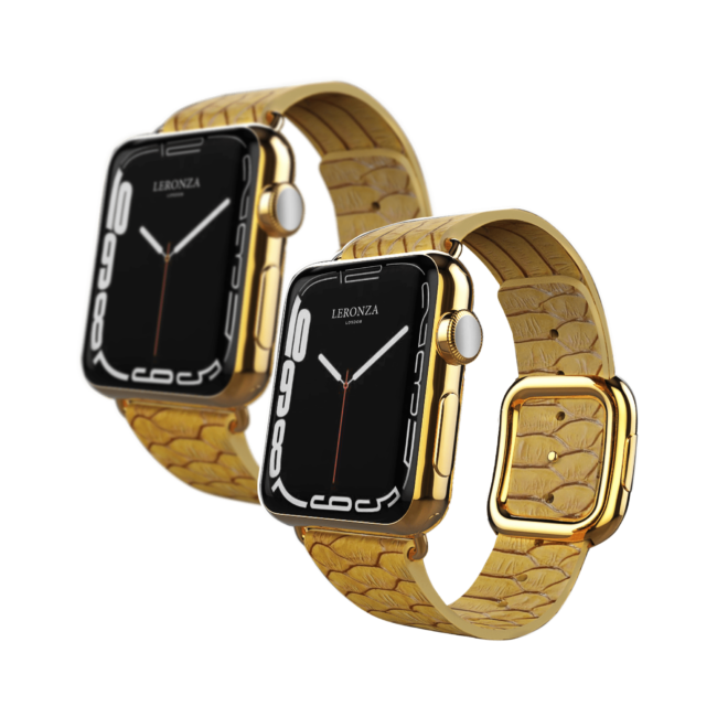 24k gold apple watch series 8 and 8 ultra with gold python strap