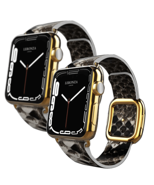24k gold apple watch series 8 and 8 Ultra with natural python strap