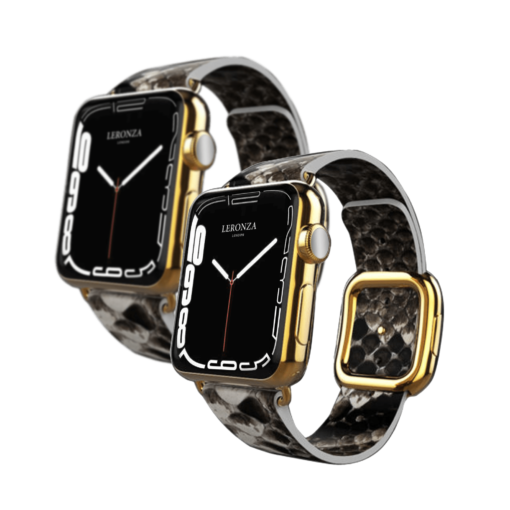 24k gold apple watch series 8 and 8 Ultra with natural python strap