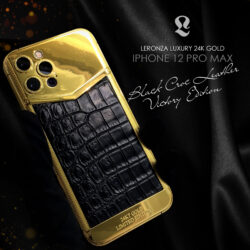 customized gold iphone 12 pro max | gold iphone with black leather