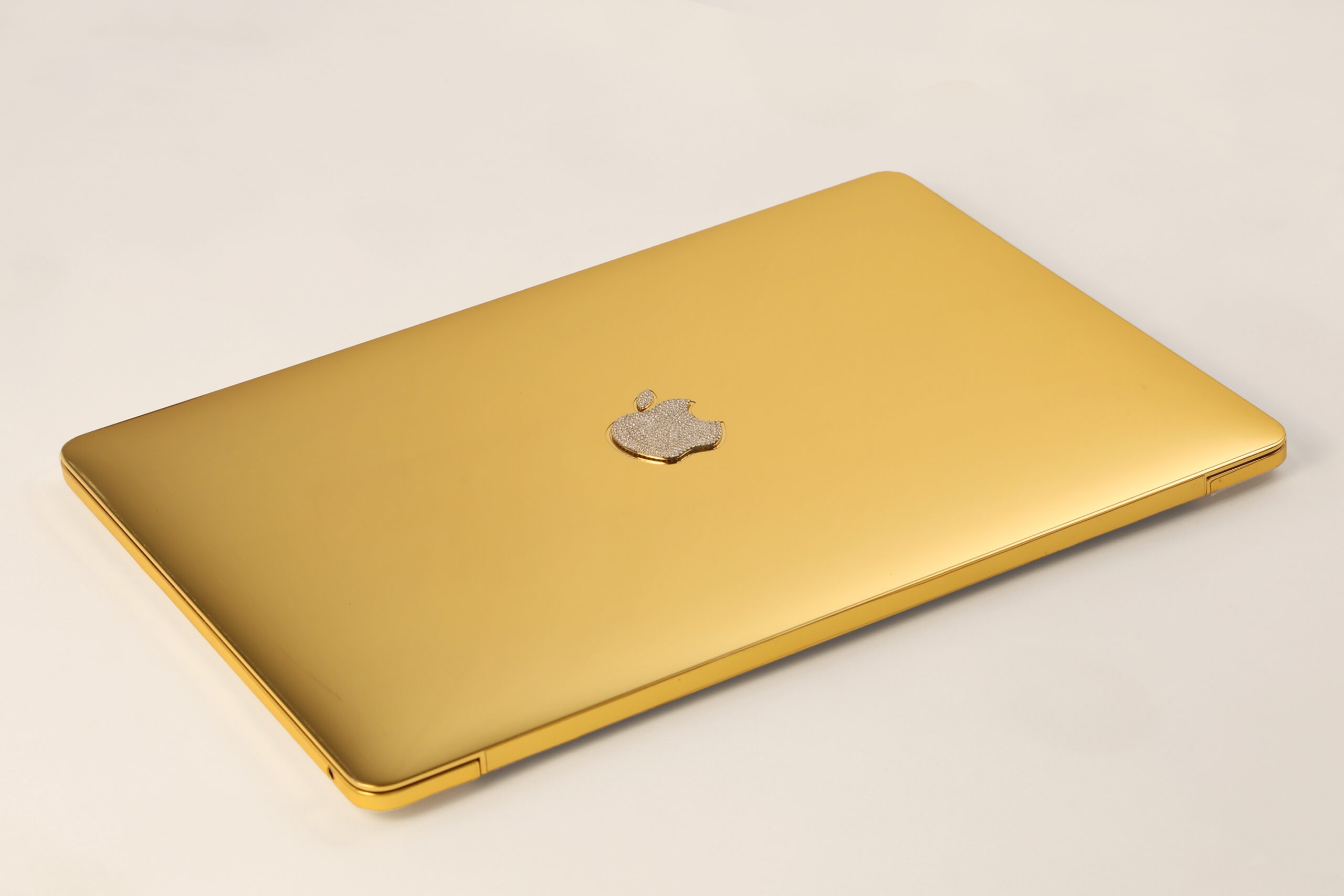 24k Gold Macbook Pro 13inch with Diamond Encrusted Apple Logo Leronza