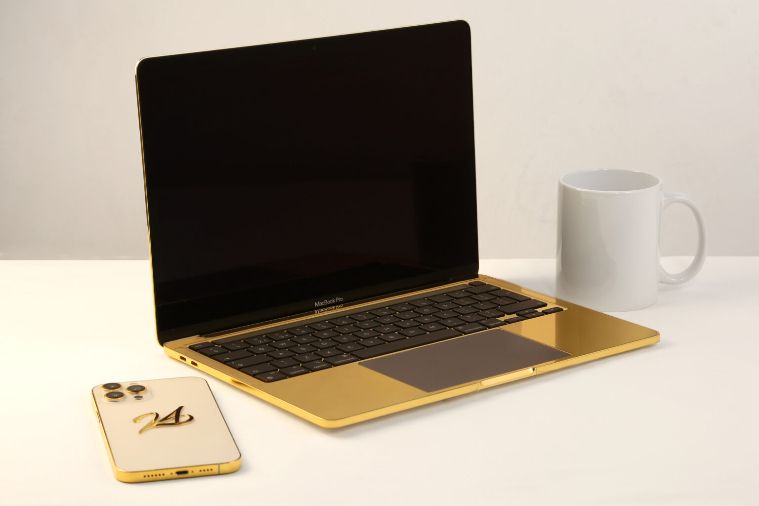 24k Gold Macbook Pro 13-inch with Diamond Encrusted Apple Logo - Leronza