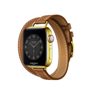 24K Gold Apple Watch Hermès Series 7 with Gold Leather Double Tour Strap