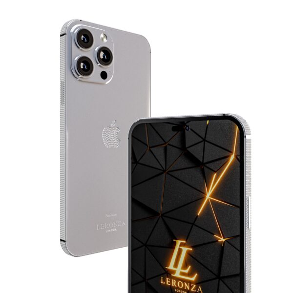 Luxury Platinum diamond apple logo iPhone 14 Pro