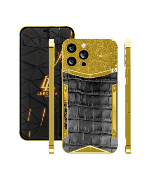 Luxury 24k Gold crocodile exotic iPhone 14 Pro