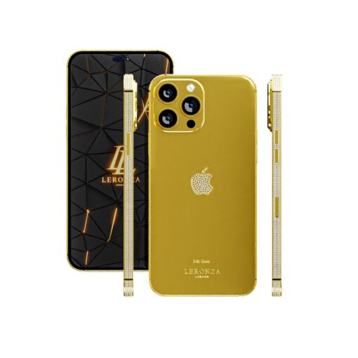 Luxury 24k gold diamond apple logo iPhone 14 Pro