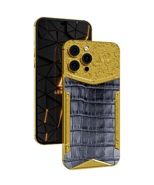Luxury 24k Gold crocodile exotic iPhone 14 Pro