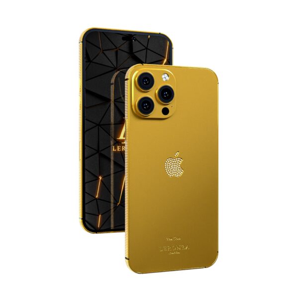 Luxury 24k gold diamond apple logo iPhone 14 Pro