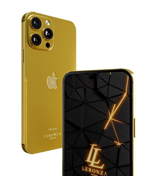 Luxury 24k Gold diamond apple logo iPhone 14 Pro
