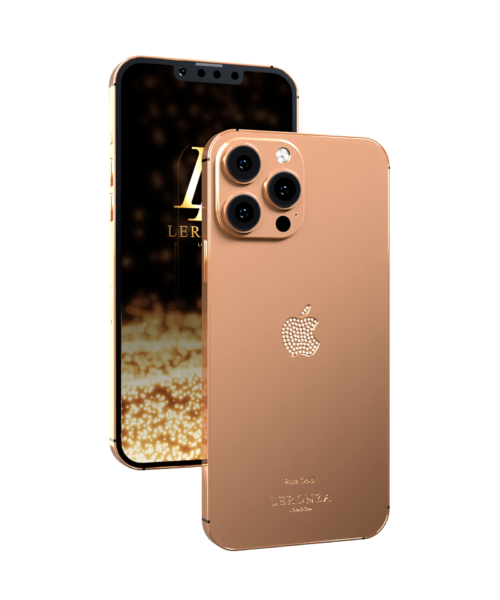 Leronza Rose Gold iPhone 13 Pro Max with Crystal Logo