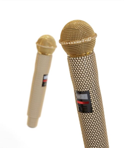 Leronza 24K Gold Wireless Microphone Crystal Mic