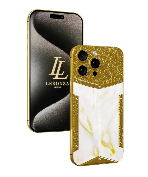 Leronza 24k Gold iPhone 15 Pro Mother of Pearl Royale