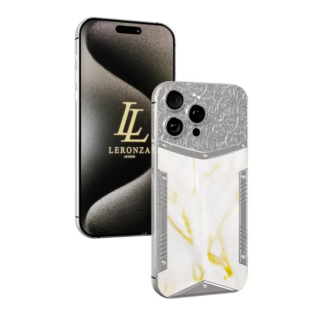 Leronza Platinum iPhone 15 Pro Mother of Pearl Royale