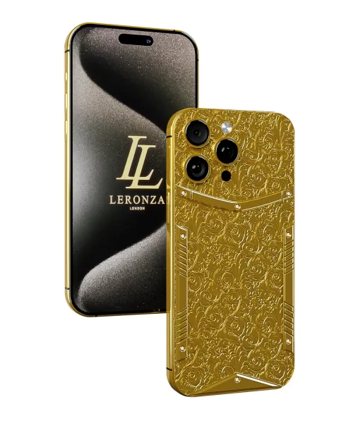 Leronza 24k Gold iPhone 15 Pro Floral Edition