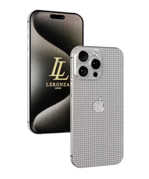 Leronza Platinum iPhone 15 Pro Full Crystals