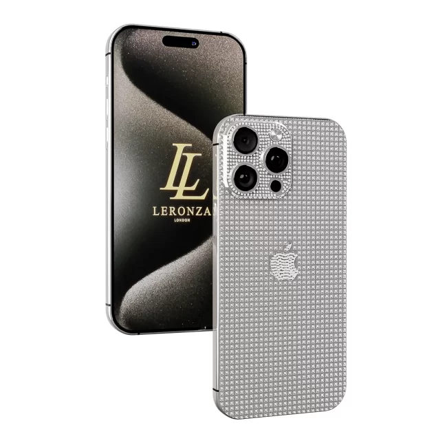Leronza Platinum iPhone 15 Pro Full Crystals