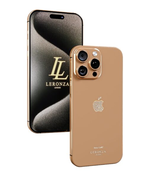 Leronza Rose Gold iPhone 15 Pro Swarovski Logo