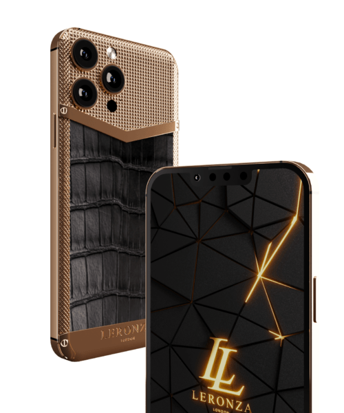 leronza luxury Rose Gold iPhone 15 Pro max Exotic leather