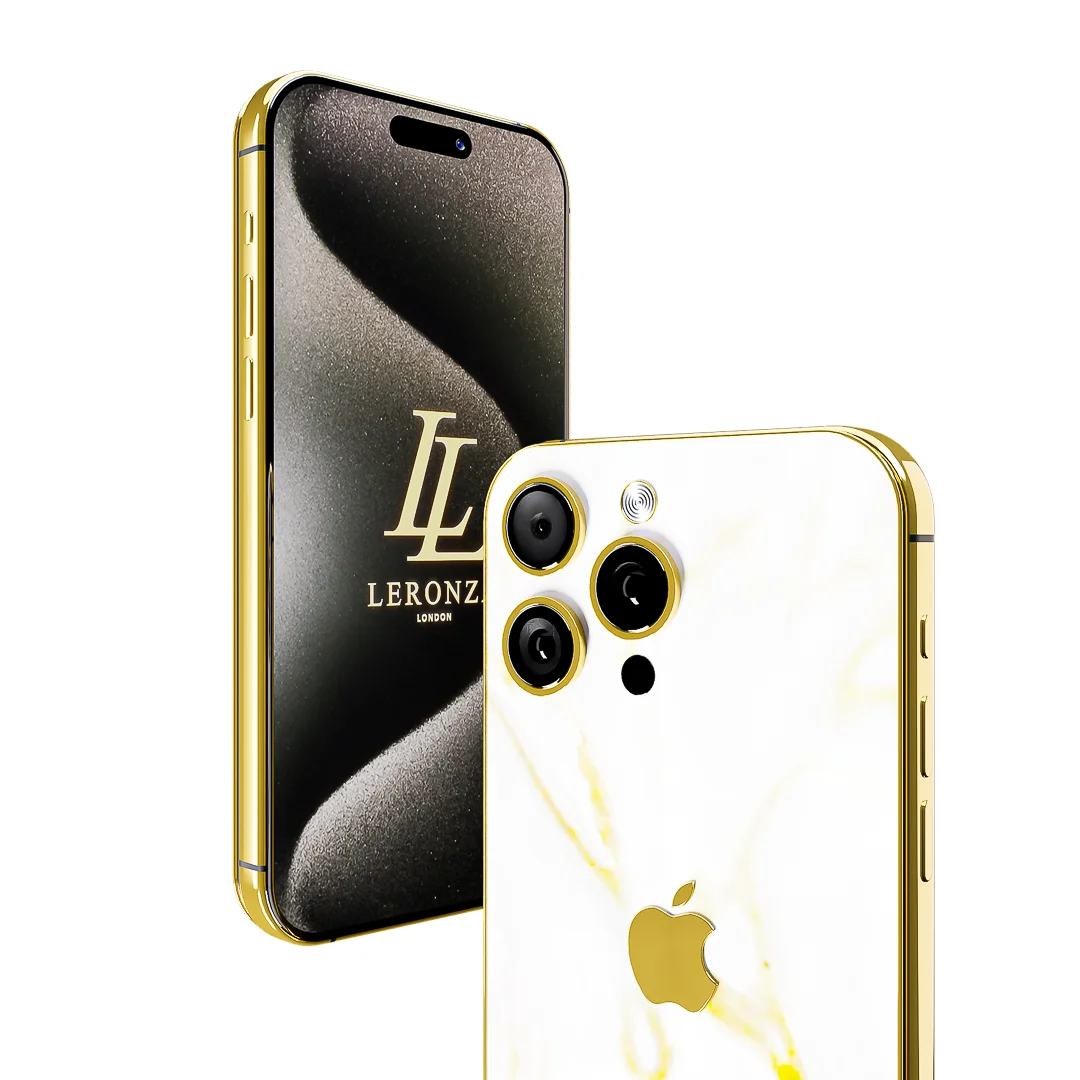 New Luxury 24k Gold iPhone 14 Pro and Pro Max with Crystal Logo - Leronza