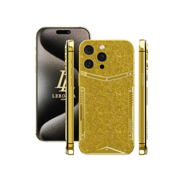 Personalized 24k gold Apple iPhone 15 Pro Max Flora Edition