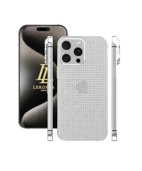 Leronza luxury Platinum iPhone 15 Pro Max with Full Swarovski