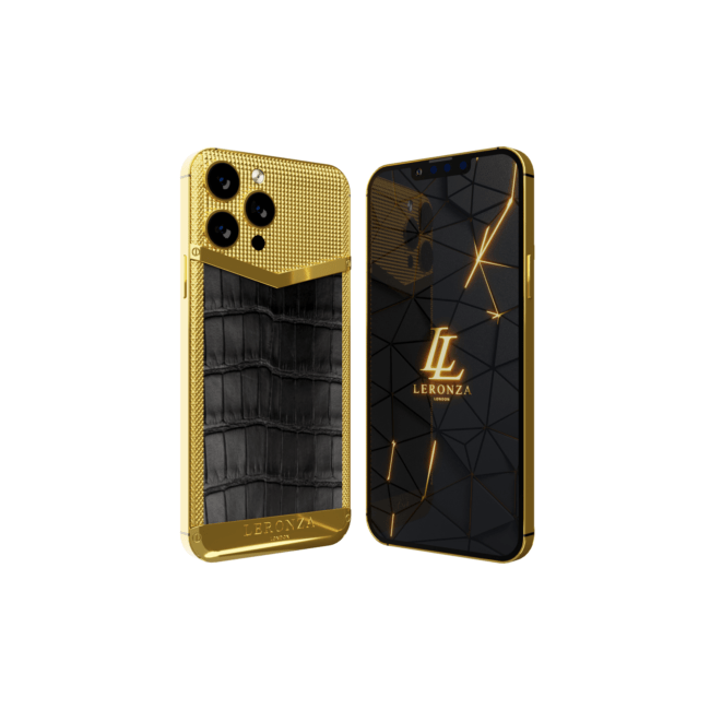 leronza luxury 24k Gold Apple iPhone 15 Pro max Exotic leather
