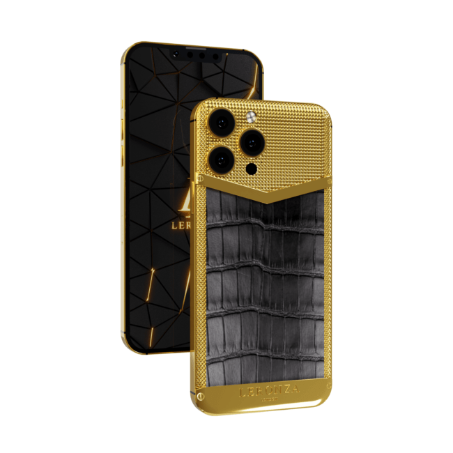 leronza luxury 24kGold iPhone 15 Pro max Exotic leather