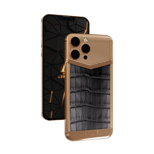 leronza luxury Rose Gold iPhone 15 Pro max Exotic leather