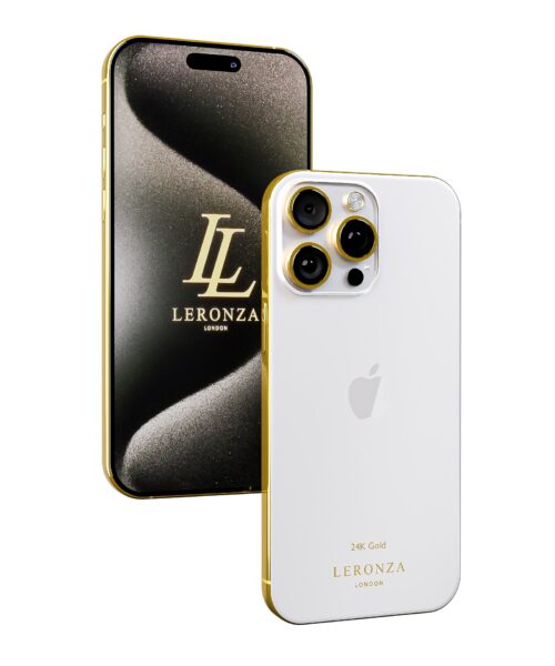 Leronza 24k Gold iPhone 15 Pro Classic White