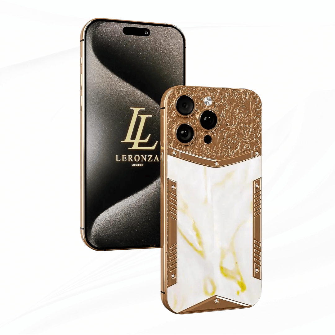Leronza luxury Rose Gold Phone 15 Pro Max mother of pearl