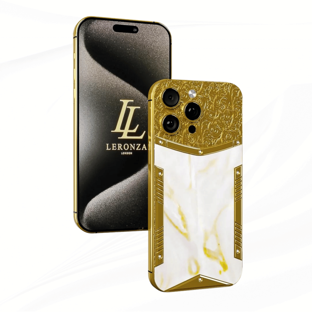 Leronza Luxury 24k Gold Apple iPhone with mother of pearl