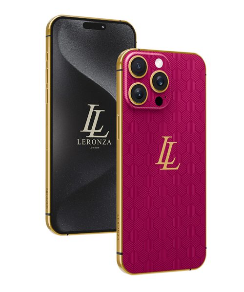 New Leronza Luxury 24k Gold Apple iPhone 15 Pro and Max Rose Fuchsia Rhodium Edition