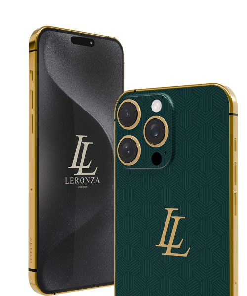 New Leronza Luxury 24k Gold Apple iPhone 15 Pro and Max Verdant Rhodium Edition