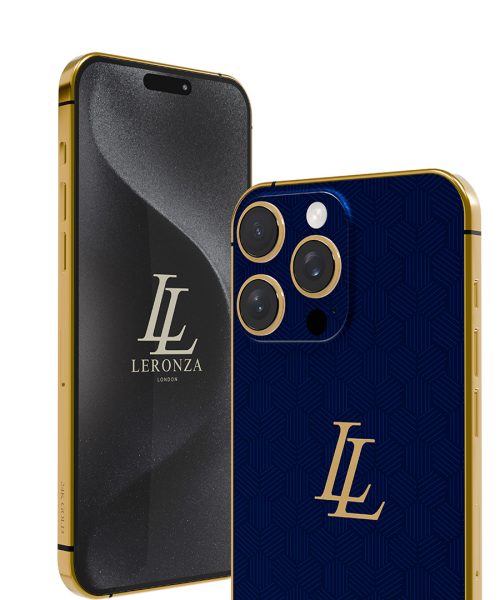 Personalized 24k Gold Apple iPhone 15 Pro and Max Royal Blue Rhodium Edition