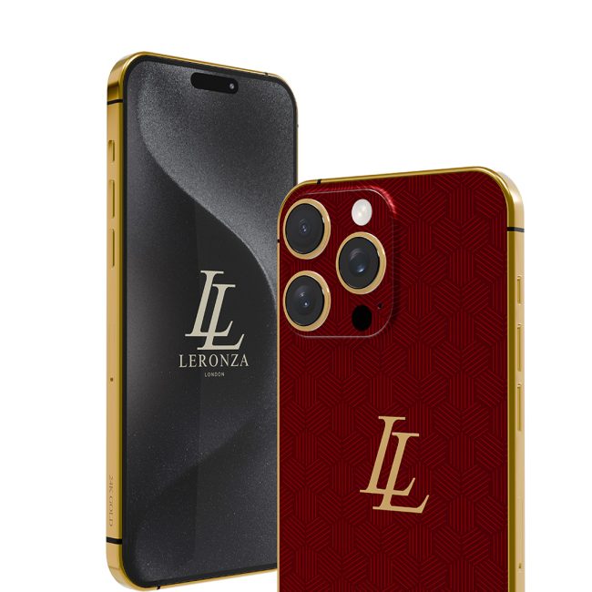 New Customized 24k Gold Apple iPhone 15 Pro and Max Crimson Red Rhodium Edition