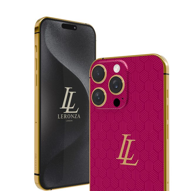 New Leronza Luxury 24k Gold Apple iPhone 15 Pro and Max Rose Fuchsia Rhodium Edition