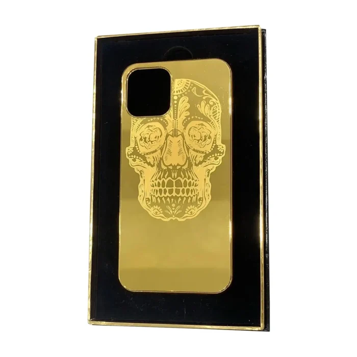 Leronza Luxury 24K Gold Apple 16 Pro Max iPhone Casing Cover Skull