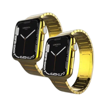 Leronza’s Custom made 24K Gold Apple Watch Series X 10 with link band