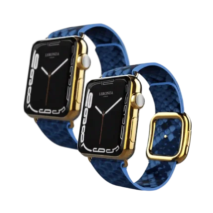 24K Gold Apple Watch Series X Blue Python