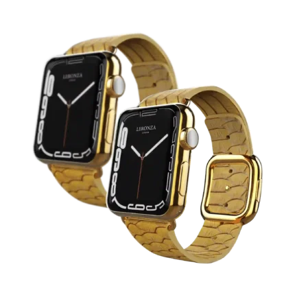 Leronza’s Custom made 24K Gold Apple Watch Series X (10) with gold python strap