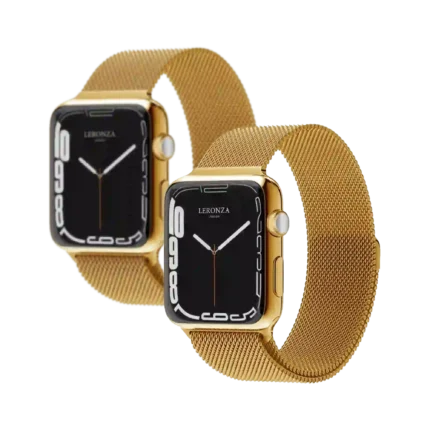 Leronza’s Custom made 24 Kt. Gold Apple Watch Series 10 with milanese strap