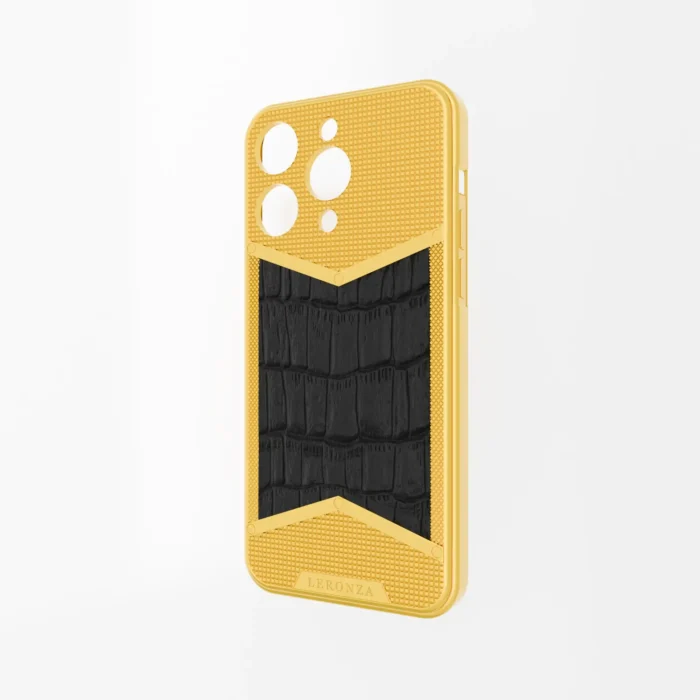 24K Gold iPhone 15 16 Pro Max Victory Leather case