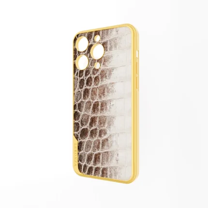 Gold iPhone 15 16 Pro Max Himalayan leather case